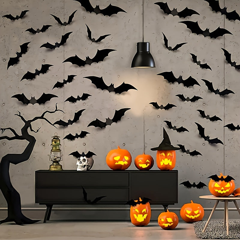 Décalcomanies murales d’Halloween | Décorations de chauves-souris volantes modèle 3D