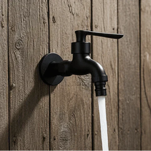 MATTEFLOW – Robinet mural noir mat pour cuisine, salle de bains et usage extérieur