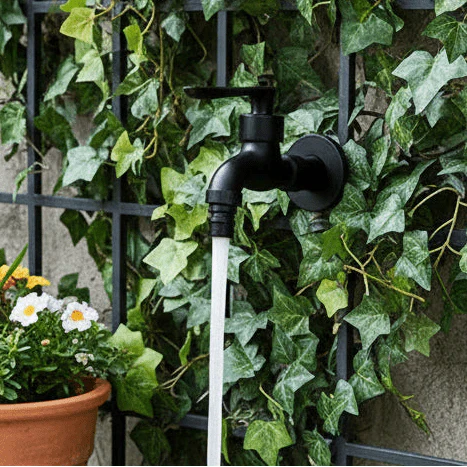 MATTEFLOW – Robinet mural noir mat pour cuisine, salle de bains et usage extérieur