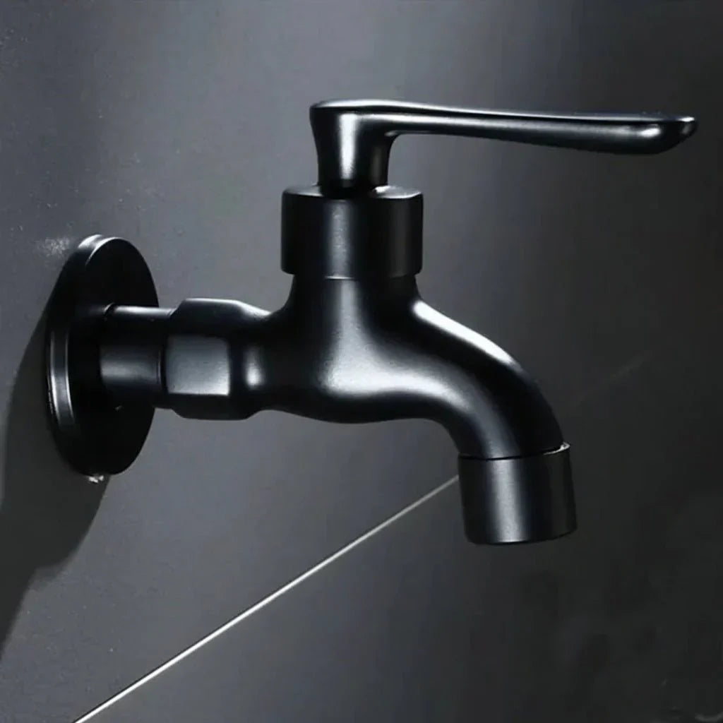 MATTEFLOW – Robinet mural noir mat pour cuisine, salle de bains et usage extérieur