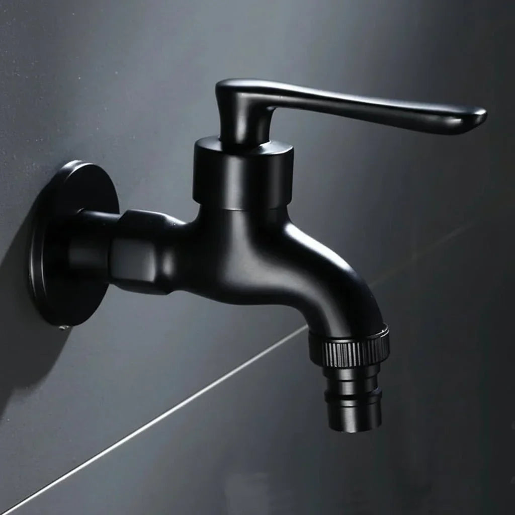 MATTEFLOW – Robinet mural noir mat pour cuisine, salle de bains et usage extérieur