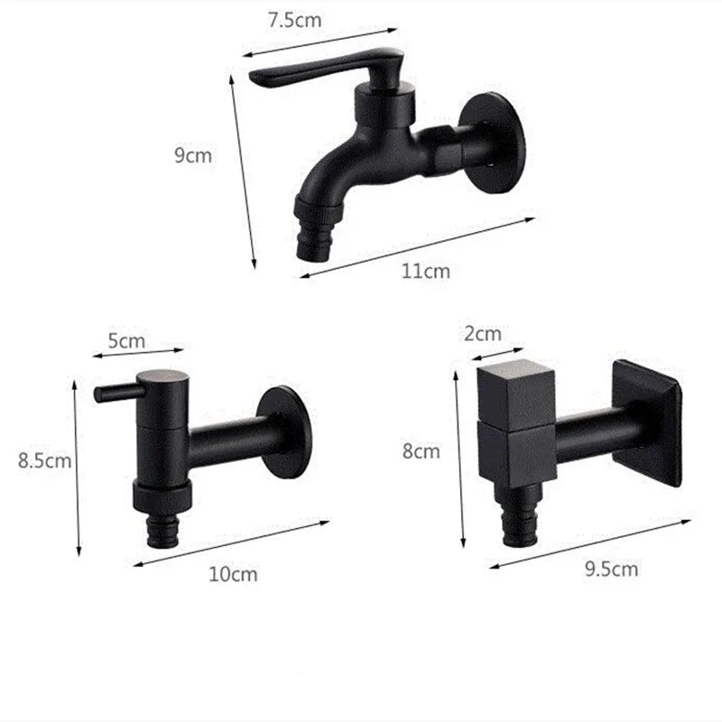MATTEFLOW – Robinet mural noir mat pour cuisine, salle de bains et usage extérieur