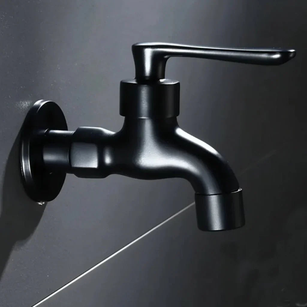 MATTEFLOW – Robinet mural noir mat pour cuisine, salle de bains et usage extérieur