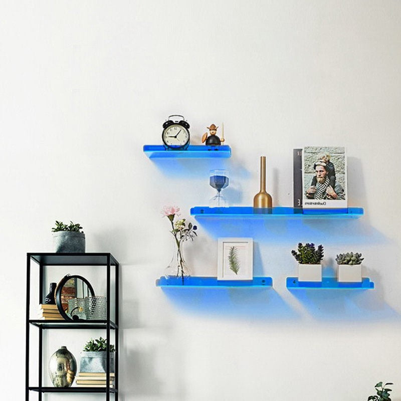 Étagère murale flottante industrielle en MDF avec supports métalliques, étagère de douche pratique, bleu, 30/40/50 cm
