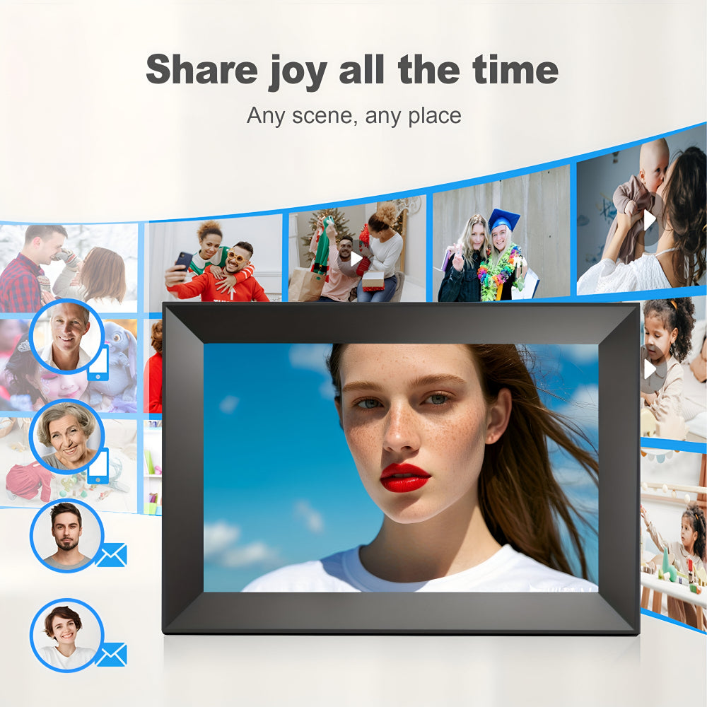 Cadre photo numérique WiFi avec écran tactile HD | Partage de photos instantané pour des souvenirs de famille