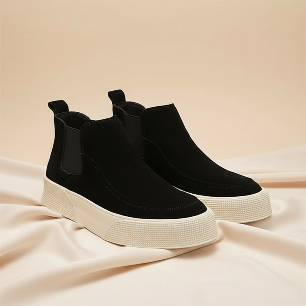 Bottines Chelsea noires pour femmes à semelle structurée pour un style au quotidien