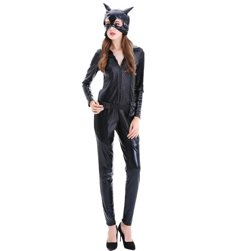 Catsuit de costume d’Halloween pour femme – Tenue une pièce brillante à manches longues