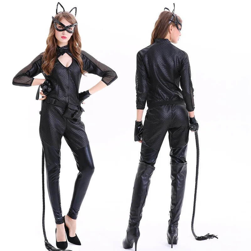 Catsuit de costume d’Halloween pour femme – Tenue une pièce brillante à manches longues