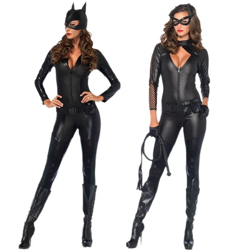 Catsuit de costume d’Halloween pour femme – Tenue une pièce brillante à manches longues