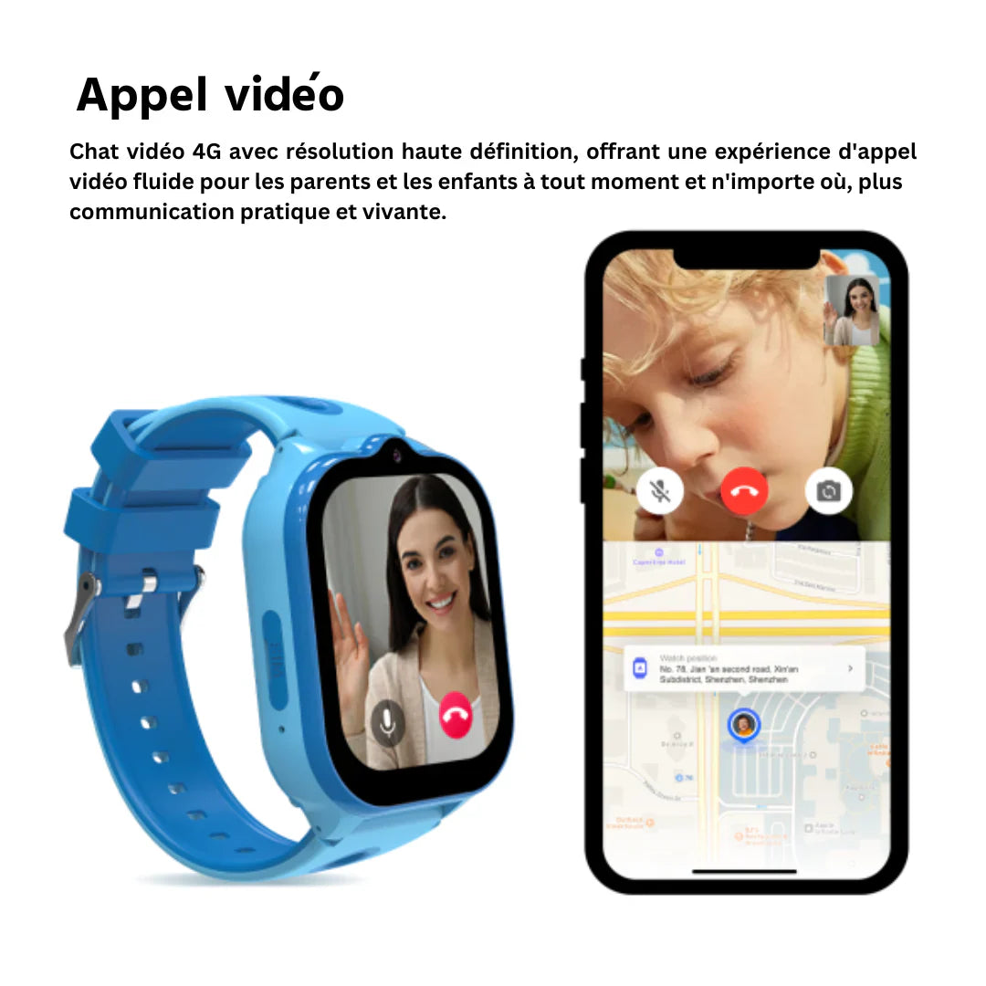 Montre GPS Étanche pour Enfants | SOS, Appels 4G, Jeux Intelligents et Suivi d’Activité