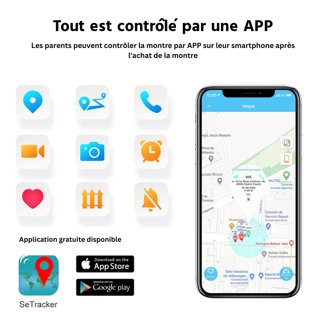 Montre GPS Étanche pour Enfants | SOS, Appels 4G, Jeux Intelligents et Suivi d’Activité