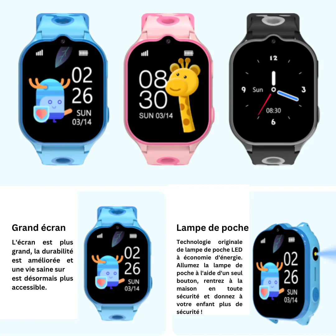 Montre GPS Étanche pour Enfants | SOS, Appels 4G, Jeux Intelligents et Suivi d’Activité