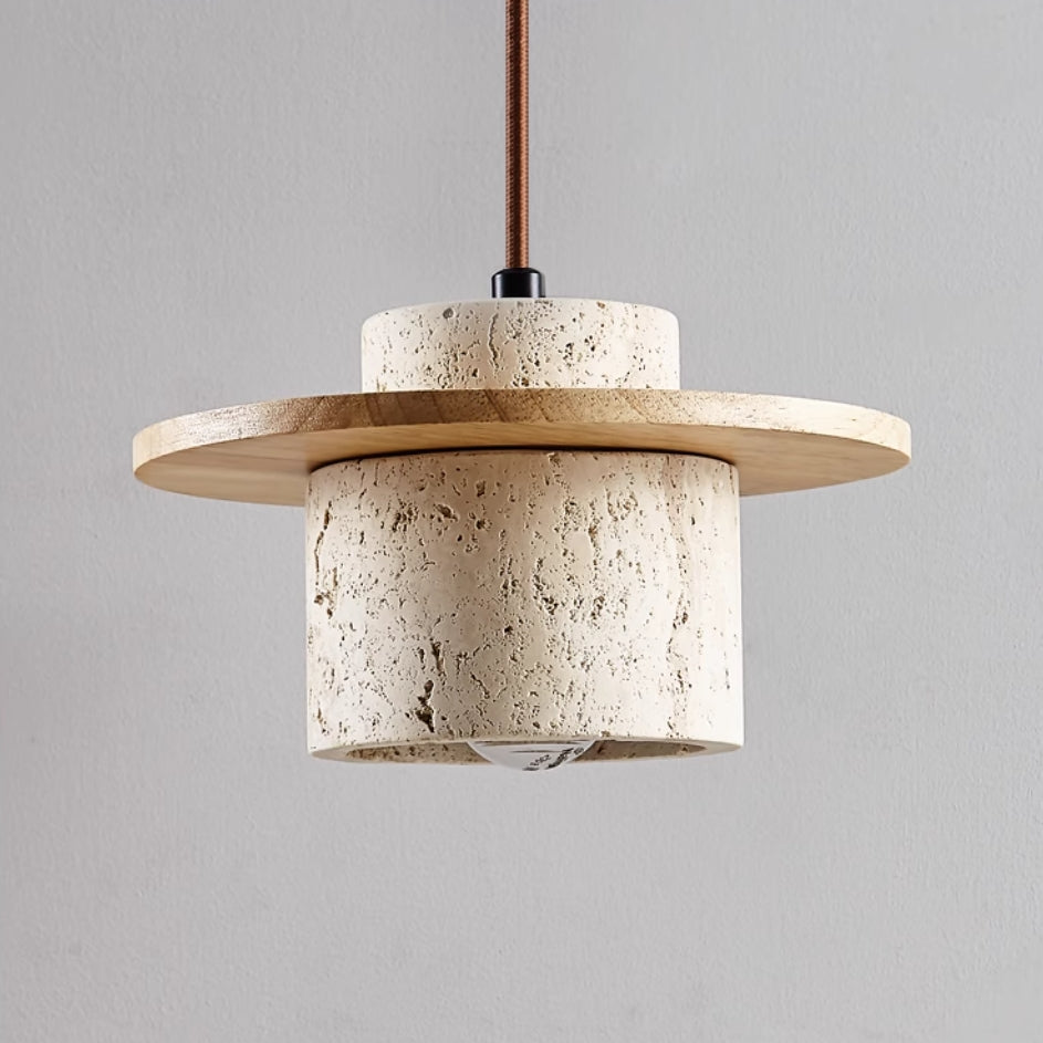 Lampe suspendue en travertin moderne | Abat-jour décoratif en bois naturel