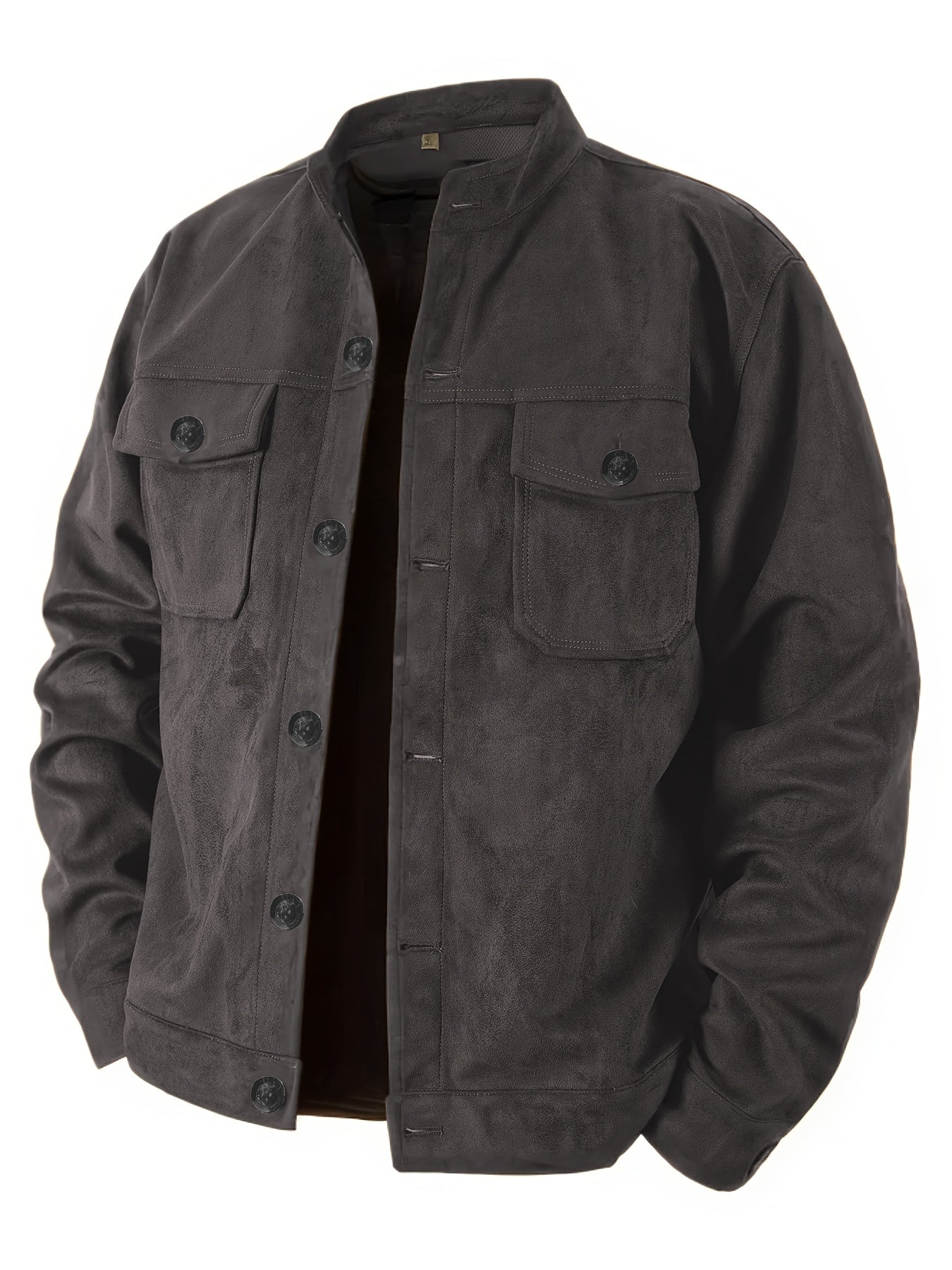 Veste décontractée pour hommes avec boutons et col montant – Veste de travail vintage pour le printemps et l'automne