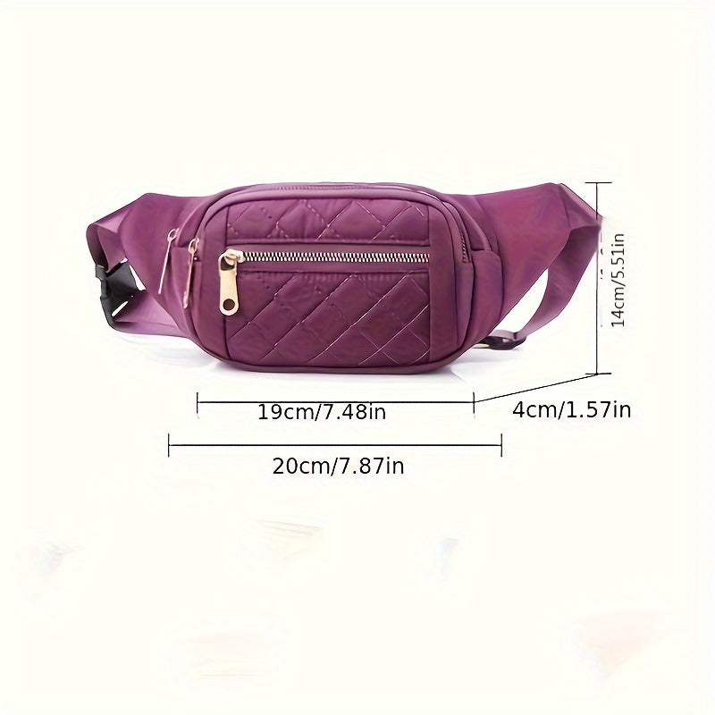 Sac banane léger pour femmes avec motif à carreaux matelassé et fermeture éclair double