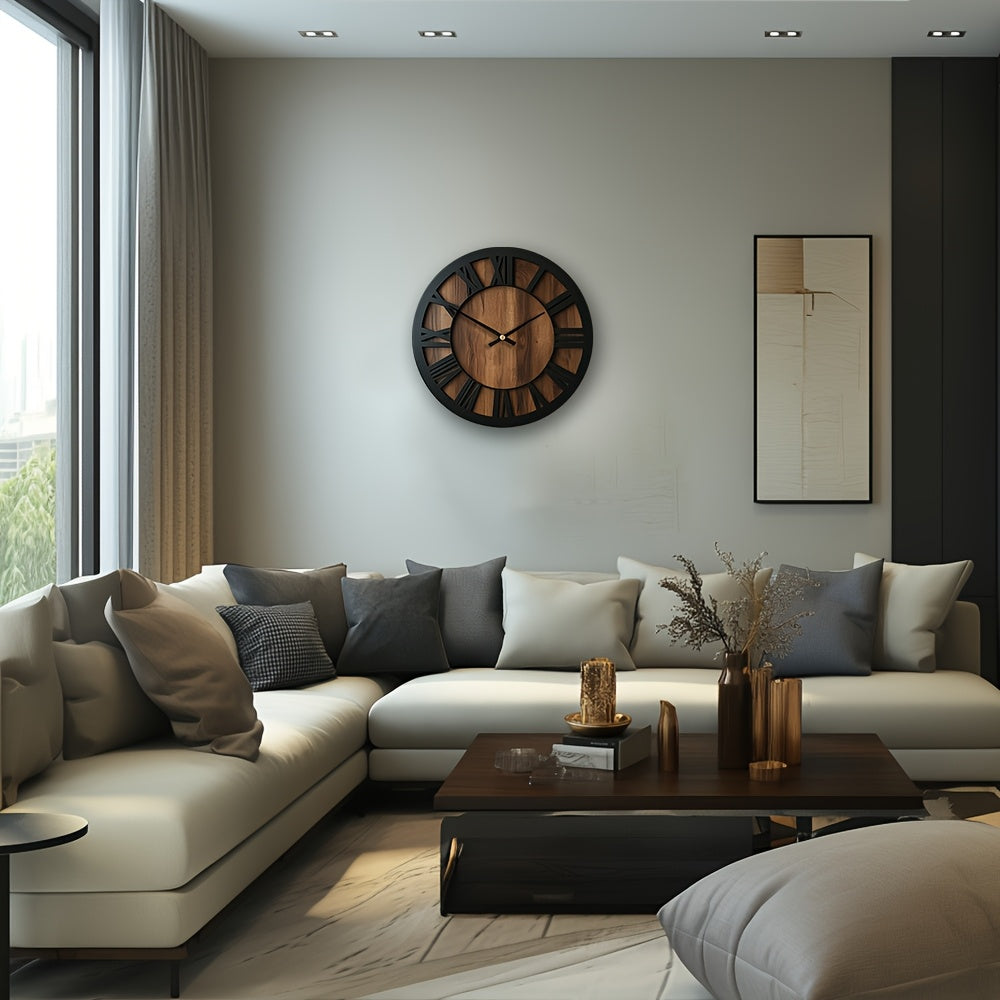 Horloge murale en bois avec cadran ouvert – élégante et décorative