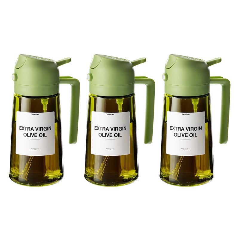 Pulvérisateur et distributeur d'huile 2-en-1 en verre 470 ml — pulvérisateur et verseur de cuisine avec pompe doseuse