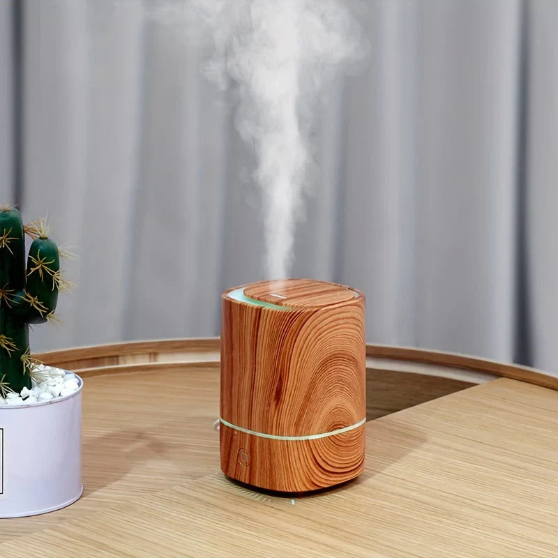 Humidificateur d'air à ultrasons aspect bois – Diffuseur d'arômes silencieux avec LED et arrêt automatique