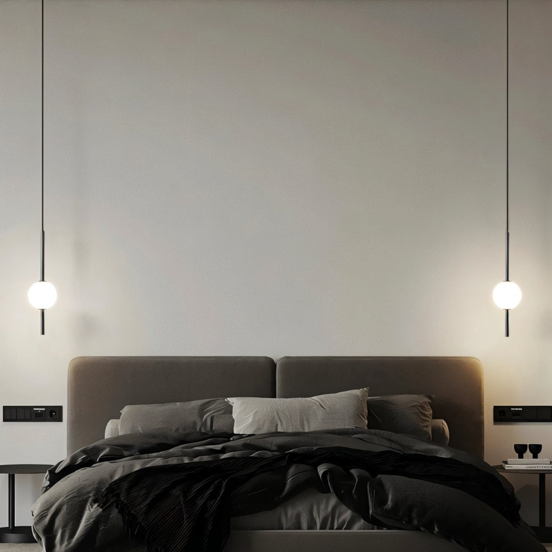 Sansotis | Lampe suspendue moderne en verre et métal – Design scandinave (1 ou 2 points lumineux)
