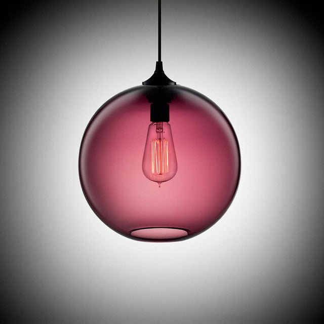 Lampe suspendue en verre moderne | Collection d'abat-jour globe coloré