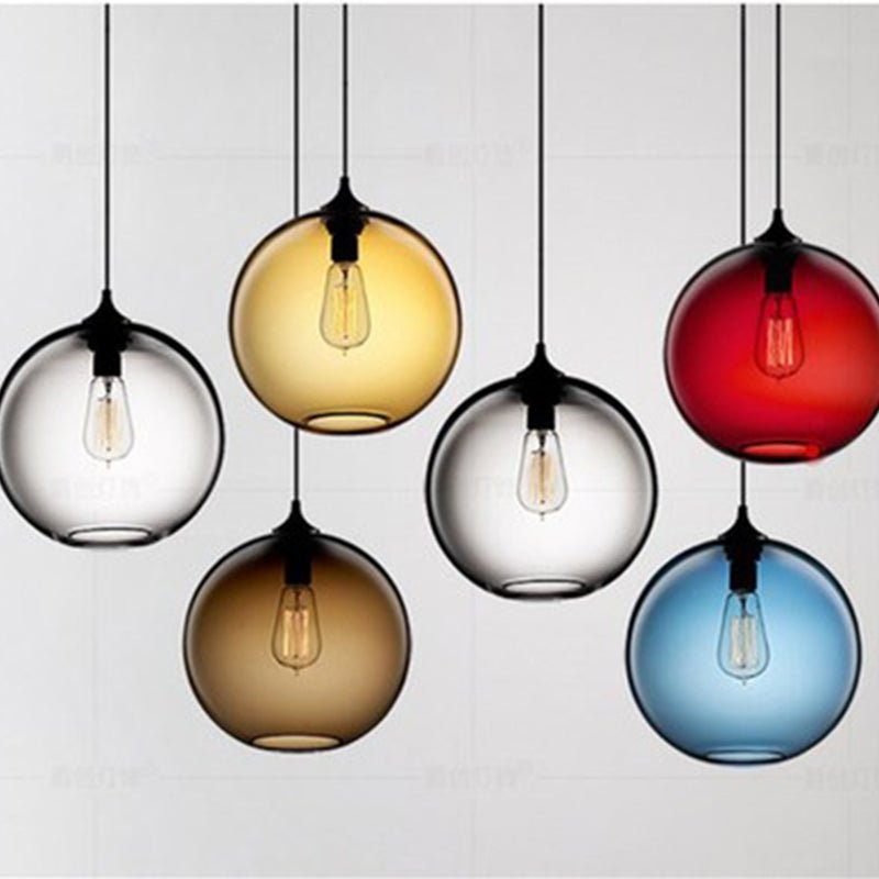 Lampe suspendue en verre moderne | Collection d'abat-jour globe coloré