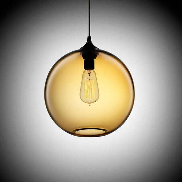Lampe suspendue en verre moderne | Collection d'abat-jour globe coloré