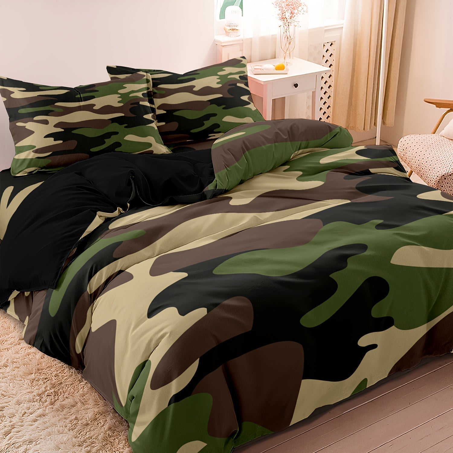 Ensemble de literie camouflage moderne | Mélange de coton à motif militaire