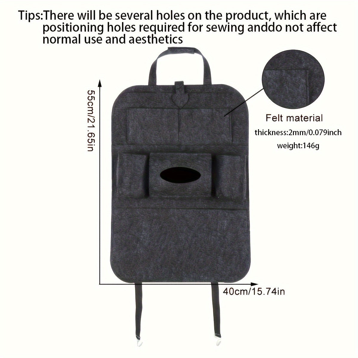 Organisateur de siège auto avec poches de rangement et porte-tablette pour le siège arrière
