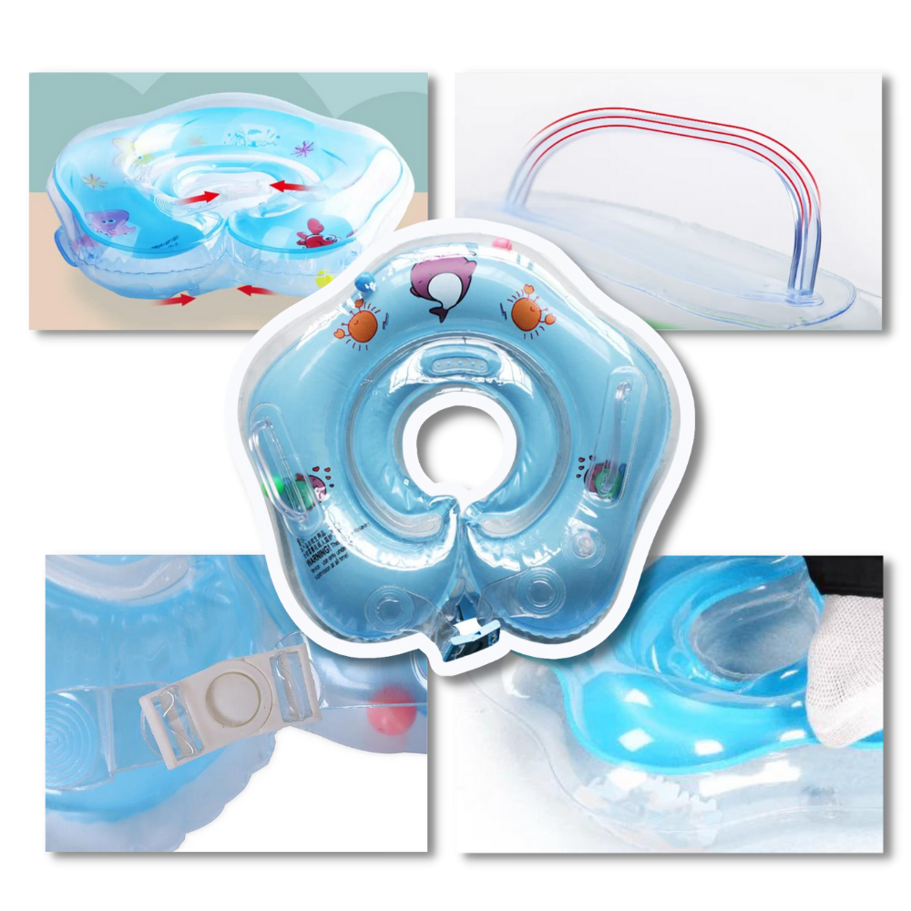 Collier flottant pour bébé avec double chambre à air et poignée de sécurité