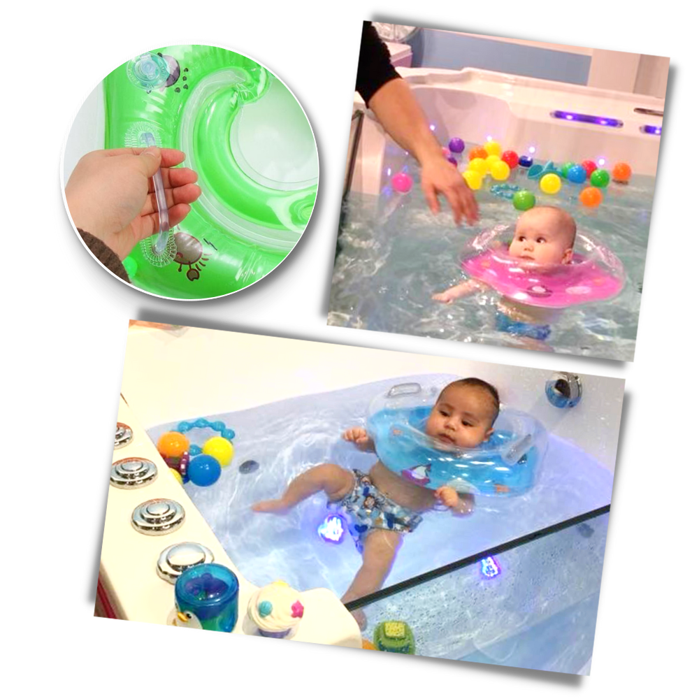 Collier flottant pour bébé avec double chambre à air et poignée de sécurité