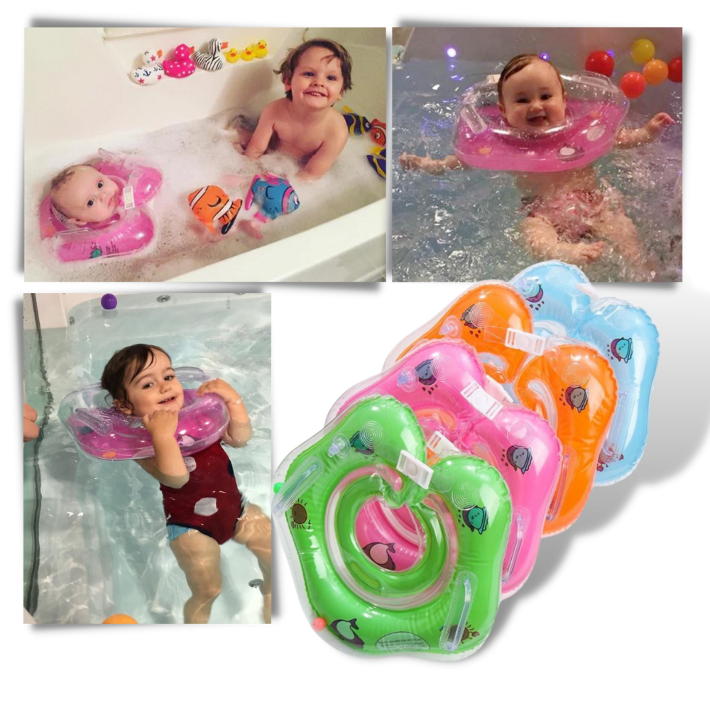 Collier flottant pour bébé avec double chambre à air et poignée de sécurité