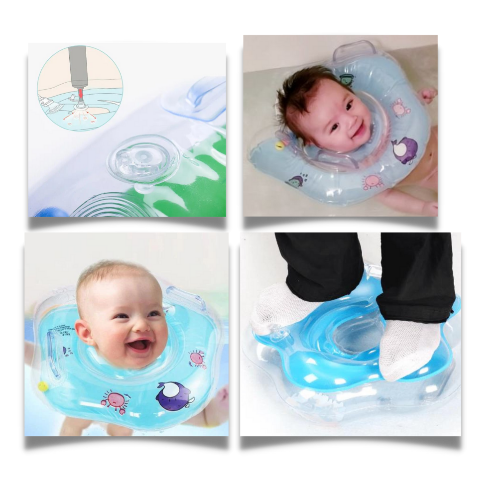 Collier flottant pour bébé avec double chambre à air et poignée de sécurité