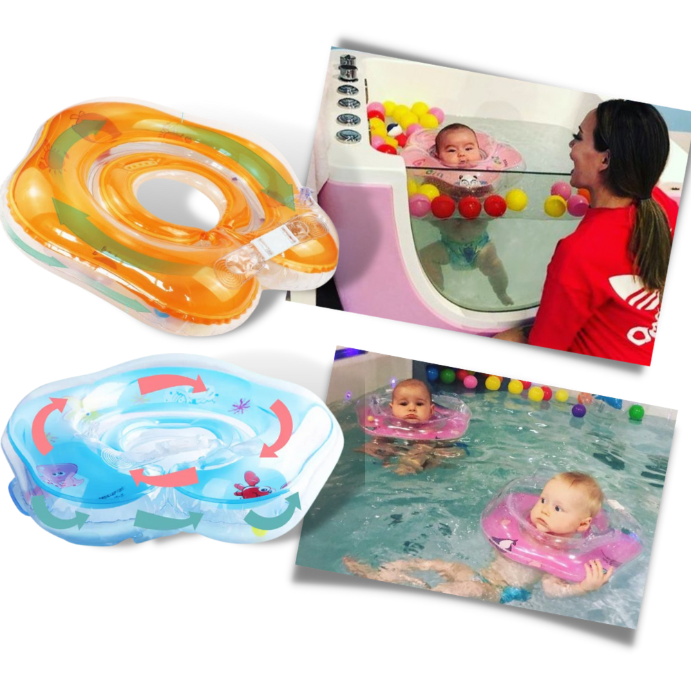 Collier flottant pour bébé avec double chambre à air et poignée de sécurité