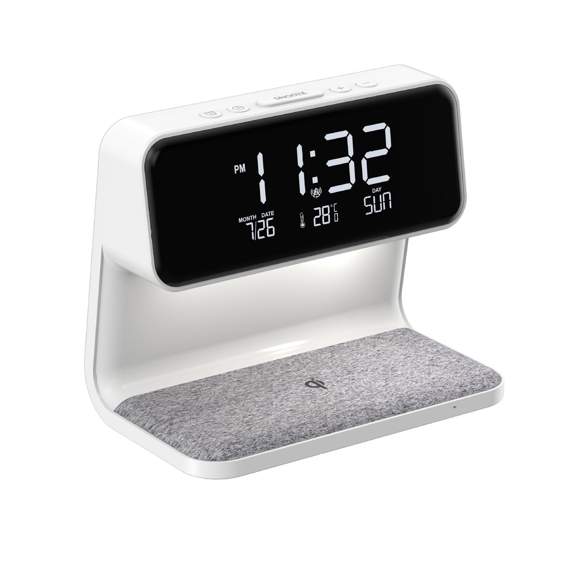 Lampe de chevet 3 en 1 avec chargeur sans fil, réveil LCD et LED à intensité variable