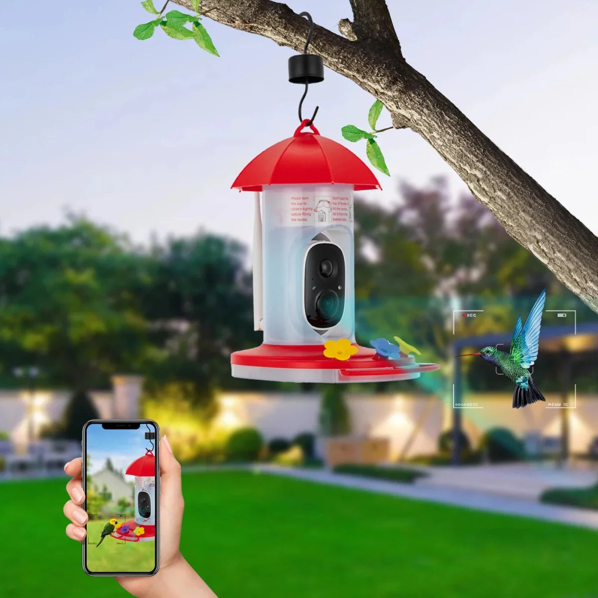 BIRDSCOPE – Mangeoire intelligente pour oiseaux avec caméra 1080p pour une couverture extérieure étendue