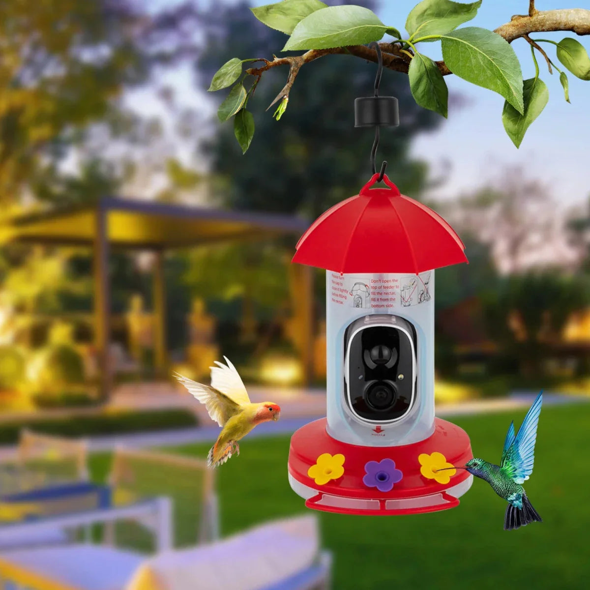 BIRDSCOPE – Mangeoire intelligente pour oiseaux avec caméra 1080p pour une couverture extérieure étendue