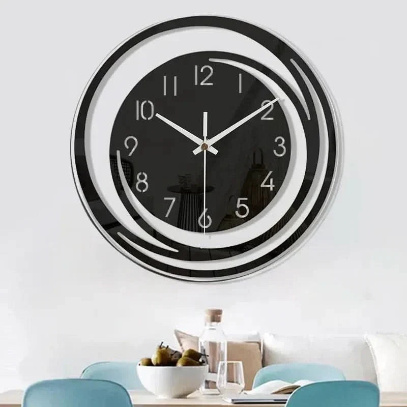 Horloge murale en acrylique noir – Design scandinave moderne