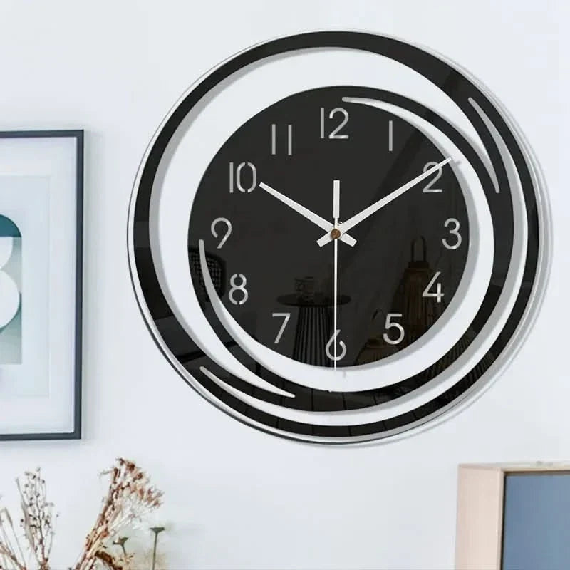Horloge murale en acrylique noir – Design scandinave moderne