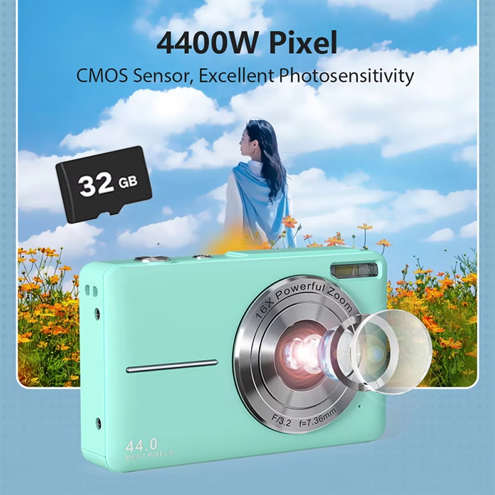 Appareil photo numérique pour enfants, 44MP 1080P HD avec zoom 16X