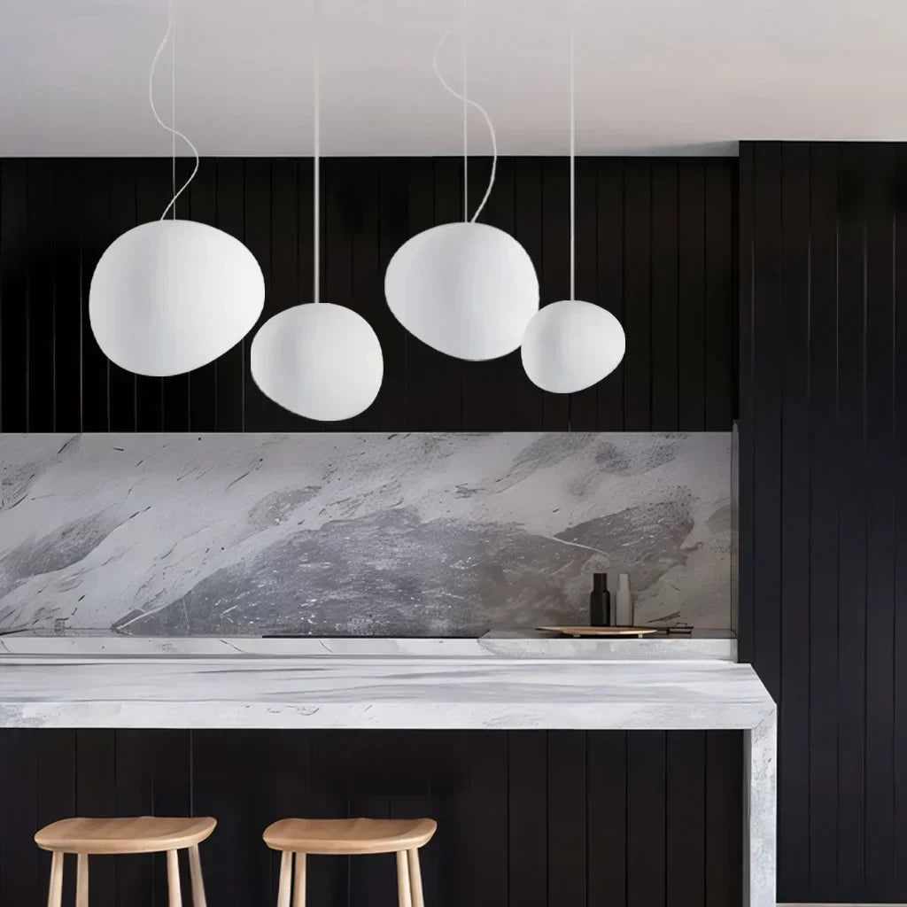 Lampe suspendue moderne | Conception en verre de galets