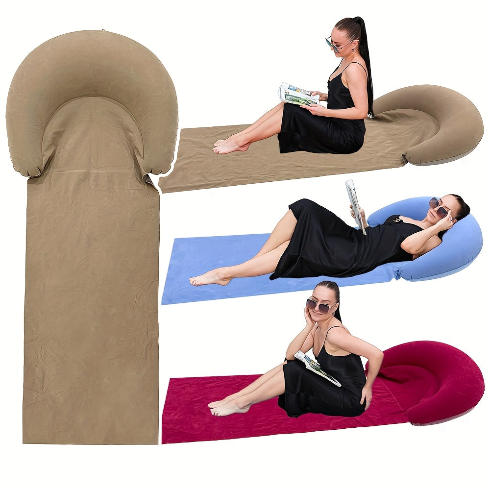 Matelas de plage gonflable confortable avec appui-tête pour la plage et le camping