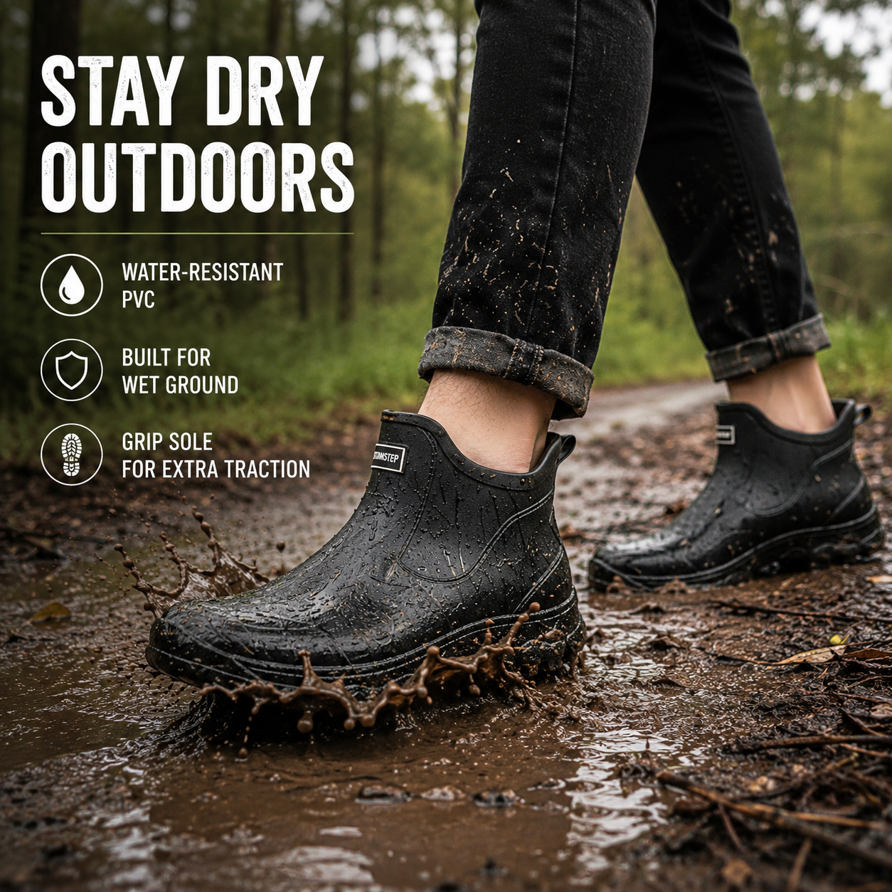 Bottes en Caoutchouc Outdoor Imperméables et Antidérapantes