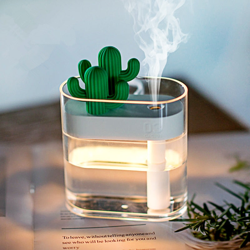 Humidificateur d'air silencieux à ultrasons Design Cactus