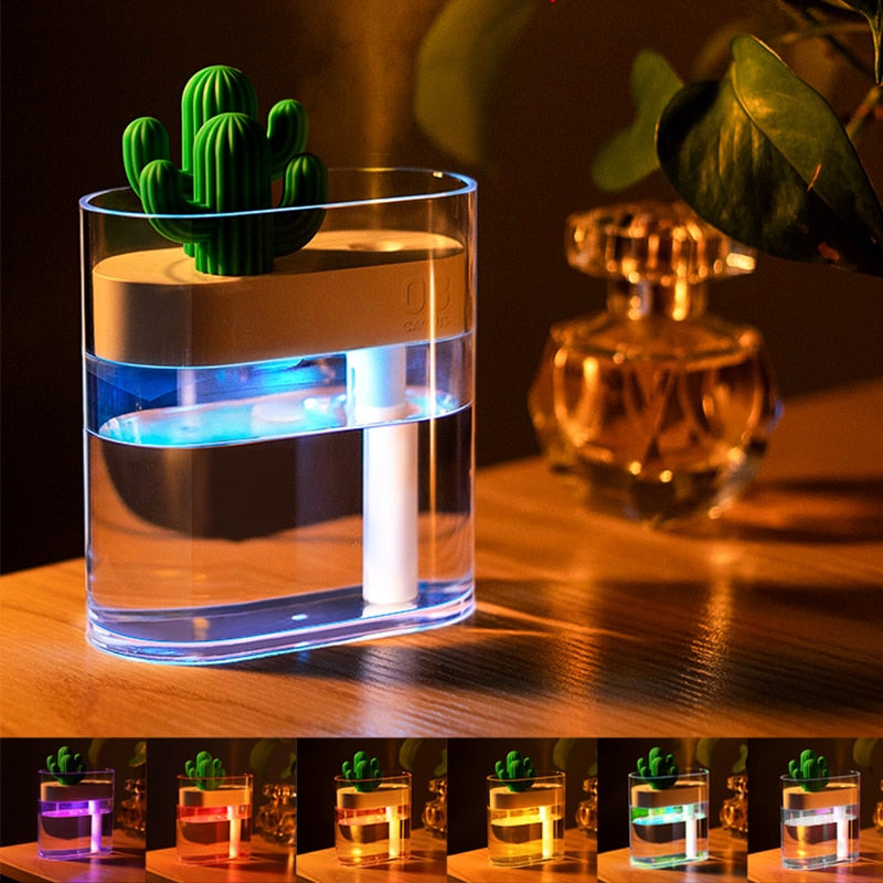 Humidificateur d'air silencieux à ultrasons Design Cactus