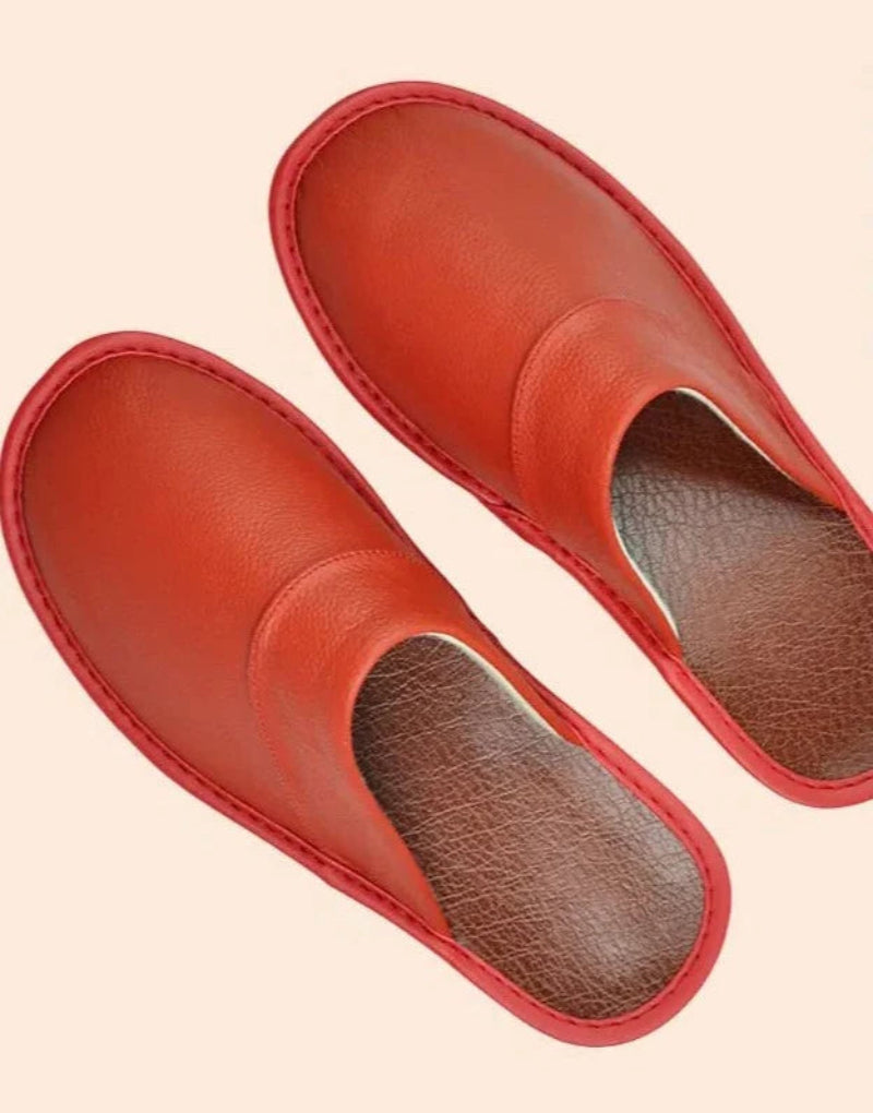 Pantoufles en cuir véritable - Antidérapantes et confortables