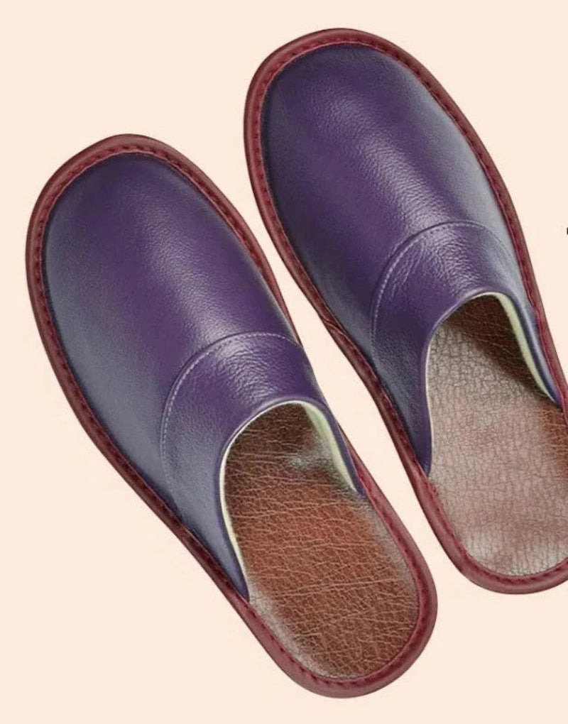 Pantoufles en cuir véritable - Antidérapantes et confortables