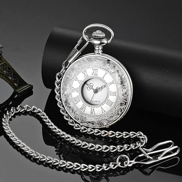 Montre de poche classique à chiffres romains pour hommes