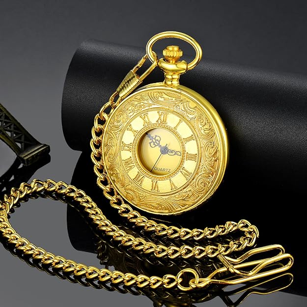 Montre de poche classique à chiffres romains pour hommes