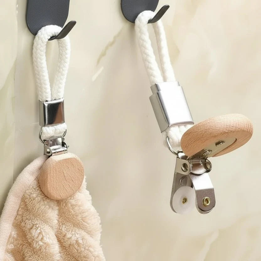 CLIPORA – Pince à serviettes métallique portable sans perçage, rangement polyvalent pour la salle de bains