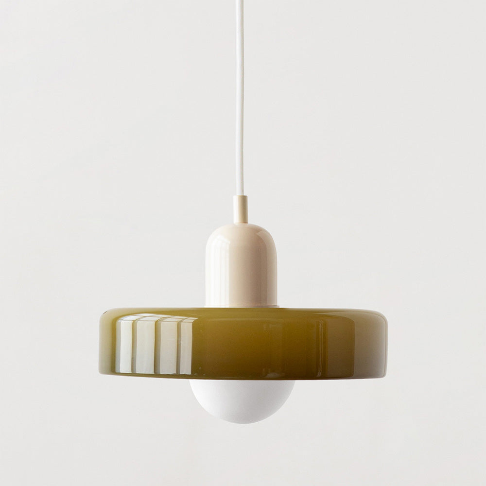 Lampe à suspension en verre colorée de style Bauhaus